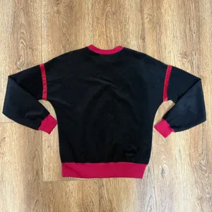 VTG 70s Ms Lee Velour Sweatshirt Black Red Crewneck Top USA Made Women's M retro thumbnail 7