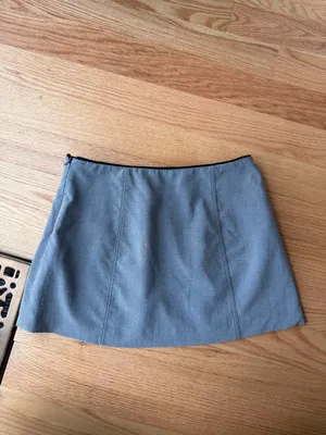 Zara Gray Mini Skirt Size Medium Black Bow Trim Office Siren thumbnail 2