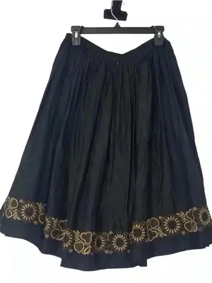 PURE DKNY Silk Pleated Midi Skirt Floral Embroidered Black Womens 6 thumbnail 10