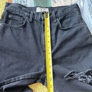 We The Free Free People Distressed High Rise Straight Leg Jeans Black Size‎ 27 thumbnail 9