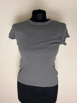Brandy Melville Classic Crewneck Short Sleeve Top - Gray thumbnail 1