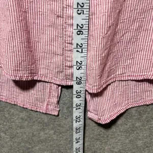 Free People Striped Button Down Shirt Pink White Oversized‎ Small thumbnail 4