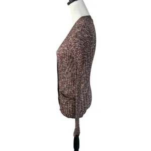 Athleta Brown and White Revolve Cardigan V Neck Medium thumbnail 4