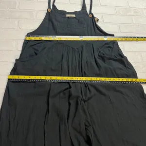 Natural Life Wide Leg Jumpsuit Overalls Womens Large Black Gauze Cotton Pocket L thumbnail 12