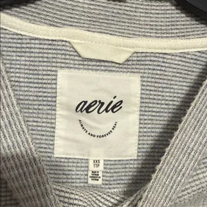 Aerie Gray White Waffeknit Oversized Crewneck Pullover Sweatshirt thumbnail 8