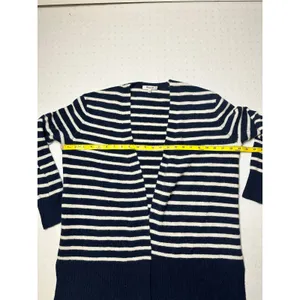 Madewell Navy White Striped Open Front Cardigan Sweater Merino Wool Alpaca S thumbnail 4