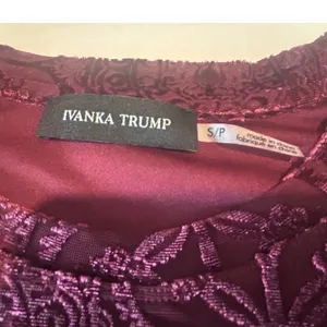 Ivanka Trump Peplum Top Womens S Wine New Burnout Velvet Long Sleeve I78TNHFE thumbnail 2