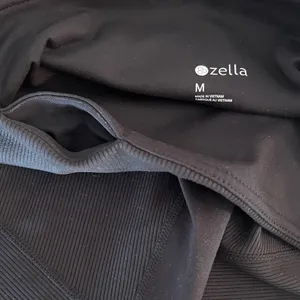 Zella High Waist Ribbed Moto Black Gym Leggings thumbnail 6