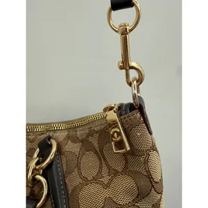 Coach Kelsey Satchel Crossbody Bag Khaki Brown Signature C Jacquard‎ Canvas thumbnail 6