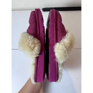 UGG Coquette Quilted Suede Slippers Womens 7 Berry Pink Shearling Lined‎ Cozy thumbnail 6