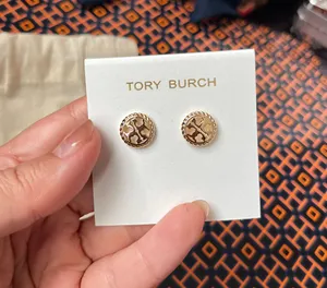 Tory Burch Golden Logo Earrings Rope NEW with pouch thumbnail 1