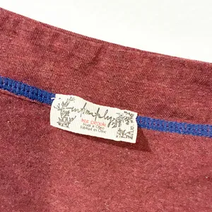 Free People Red Blue Stitched Cropped Crewneck Long Sleeve Top Size XS thumbnail 3
