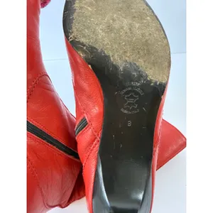 J Crew Y2K Red Pointed Toe Kitten Heel Boot Mid Calf Italian Leather Size US 8 thumbnail 8
