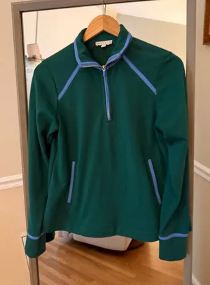 Women's Crown & Ivy Green & Blue 1/4 Zip Sweatshirt Size XS thumbnail 1