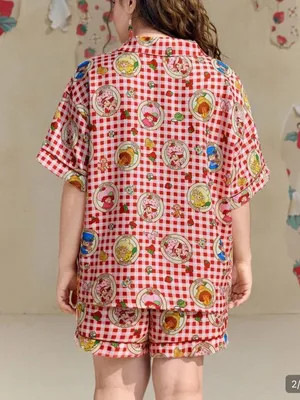 Strawberry Shortcake Countryside Plaid Gingham Check Short Pajama Set Two Piece thumbnail 3