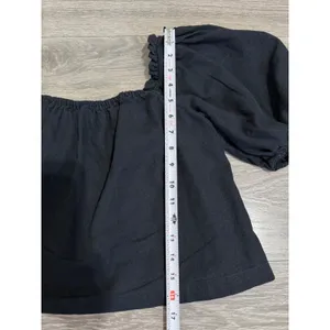 Abercrombie & Fitch Womens Crop Top Size S Black Linen Cotton Off The Shoulder‎ thumbnail 6