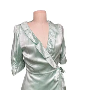 Hill‎ House The Nima Silk Wrap Dress in Mint Size Small thumbnail 3