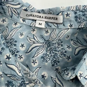 Cassandra Harper block print button down shirt‎ sz m Blue Size M thumbnail 5