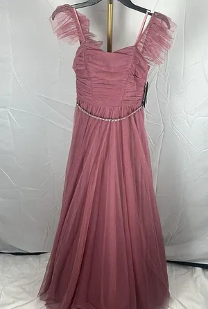 City Studio Womens Juniors Ruched Embellished Evening Dress Prom Mauve Pink 3 thumbnail 3