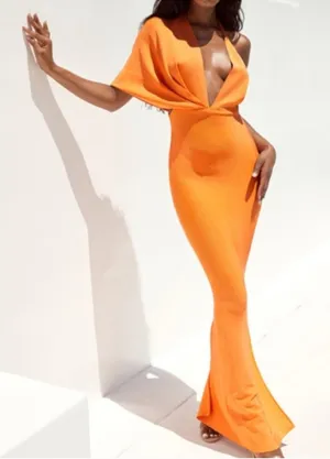 House of CB Clemence Maxi Orange Bandage Dress Womens Large thumbnail 1