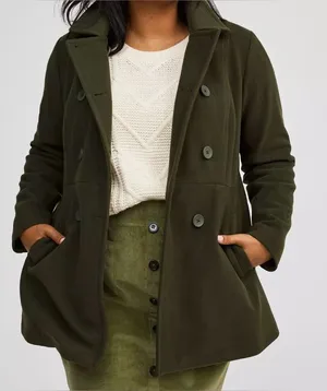 NWOT Apt. 9 Dark Green militar Double-Breasted Pea‎ Coat thumbnail 1