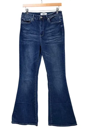 Mica Denim High Rise Flare Jeans Dark Wash Navy Size 29 MDP-F3201 NEW thumbnail 1