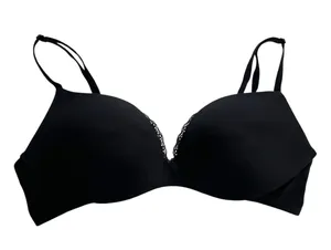 Victorias Secret Plunge Padded Bra Black Lace Trim Size 36B thumbnail 1