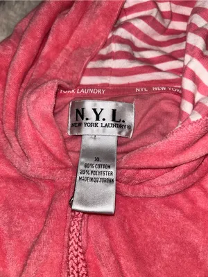 New York Laundry terry cloth dark pink 3/4 sleeve hoodie Y2K woman’s XL thumbnail 4