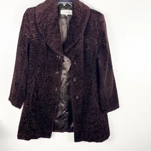 CALVIN KLEIN Burgundy Textured Lined Trench Coat Medium Fall Winter Neutral Cozy thumbnail 9