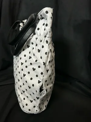 Walt Disney World Disneyland Resort Mickey Mouse Polka Dot White Black Tote Bag thumbnail 5