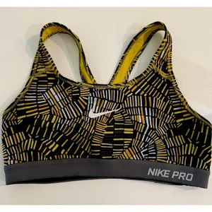 Nike Pro Dri-FIT Sports Bra Womens Yellow Racerback Medium Support Workout M D77 thumbnail 1