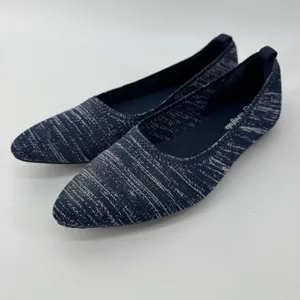 Breifola Knit Pointed Toe Flats Navy White Stretch Ballet Shoes Women's 7 thumbnail 4