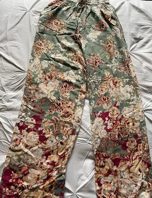 Floral Flowy Pants Green thumbnail 1