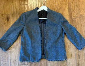 Ann Taylor grey boucle open blazer jacket 10 petite thumbnail 6