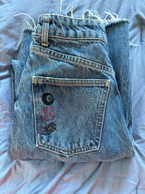 Zara Custom Embroidered Distressed Jeans thumbnail 2