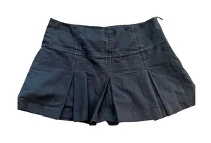 Zara Women Black Pleated Mini Skort 100% Cotton Side Zip Size Small 4661/900/804 thumbnail 1