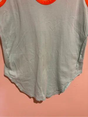 We The Free People Reggi Tank Top Light Blue Orange Trim Size XS thumbnail 6