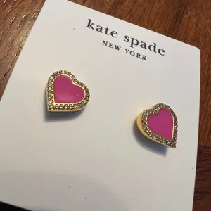 Kate Spade Zirconia Gold and Pink Heart Studs thumbnail 2
