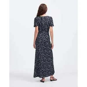 Madewell Seamed Flutter Sleeve Maxi Dress Navy Floral V-Neck NU512 Size 0 thumbnail 2