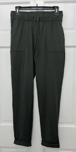 RachelZoe Dark Green Drawstring Pull On Waist Joggers - Size 6 thumbnail 1