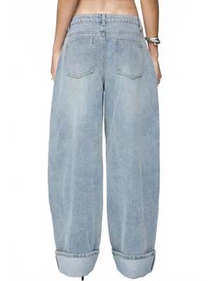 Edikted Kella Low Rise Baggy Jeans NWT Blue Vintage Washed Size Small thumbnail 2