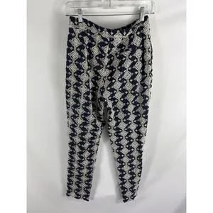 Zara Navy Embroidered Pant Size Small thumbnail 4