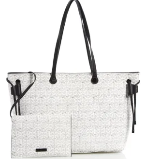 Foley + Corinna Signature Logo White Tote Purse & Leashed Wallet Pouch thumbnail 1