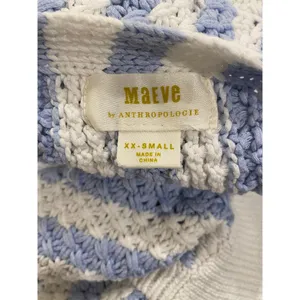 Anthropologie Maeve Knit Open Back Top Blue and White Stripe Sz XXS thumbnail 7