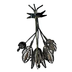 Antique Vtg Delicate Filigree .925 Silver Flower Leaf Bouquet Brooch Pin C Clasp thumbnail 2