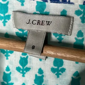 J. Crew Women's Teal Blue White Cotton Thistle Print Popover‎ Size Small thumbnail 3