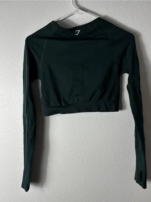 Gymshark Vital Seamless Crop Top Woodland Green Marl M thumbnail 7