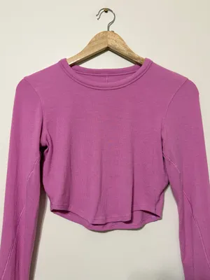 Lululemon Hold Tight Cropped Long-Sleeve Shirt Pink Purple Size 6 thumbnail 3
