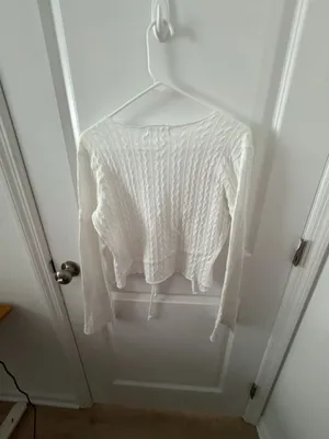 Good Days Project White Knit Tie-Front Long Sleeve Cropped Cardigan thumbnail 6