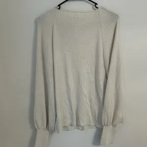 NWT Gap Ribbed V-Neck Pullover Sweater Soft Knit Blend Volume Sleeves XL‎ Cream thumbnail 6